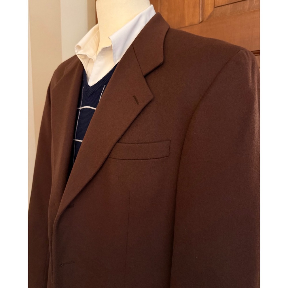 Carlo Mandrone Wool Cashmere Blazer Men 42R Brown Three-Button Sport Coat Jacket
